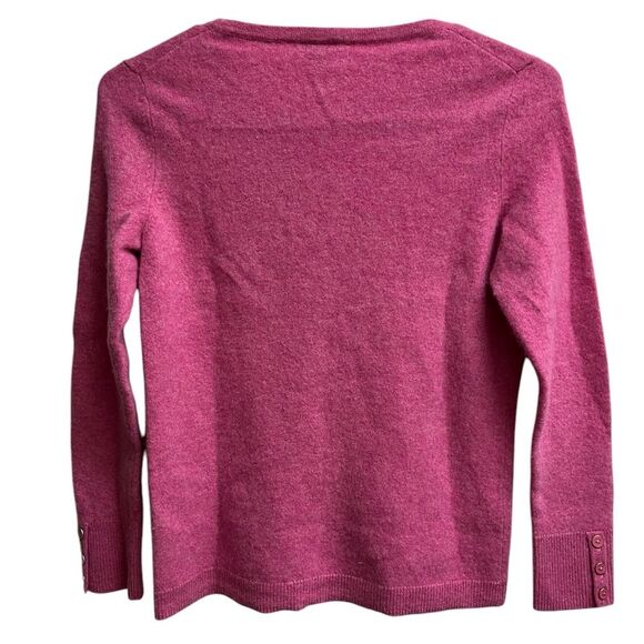Talbots Pure Cashmere Pink Long Sleeve Sweater w/ Buttoned Sleeves SZ M Petite - Picture 2 of 5